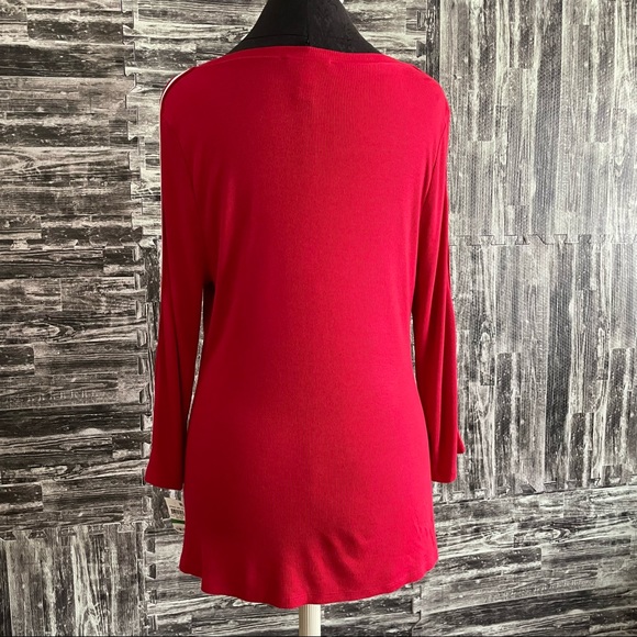 Real Red Spring Mix DC INC soft ribbed bottom tie Everyday casual/active top NWT - Picture 8 of 9